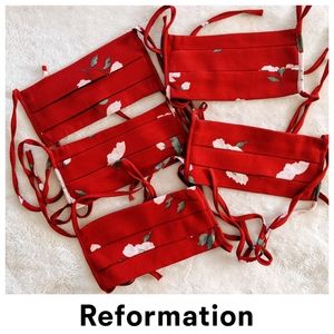 Reformation Red Floral Masks Pack of 5 Face Masks